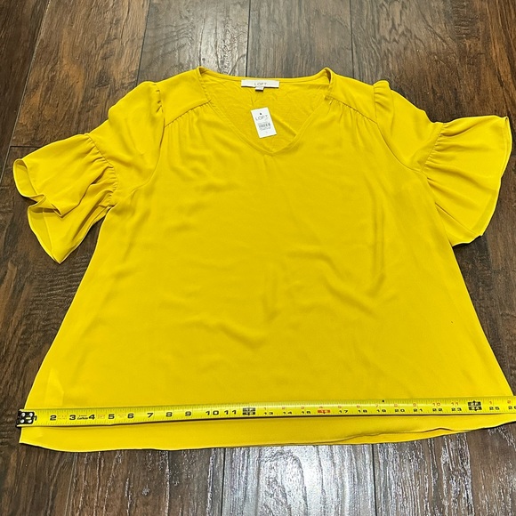 Loft Yellow Blouse with Short Bell Sleeves - Large - Picture 9 of 11